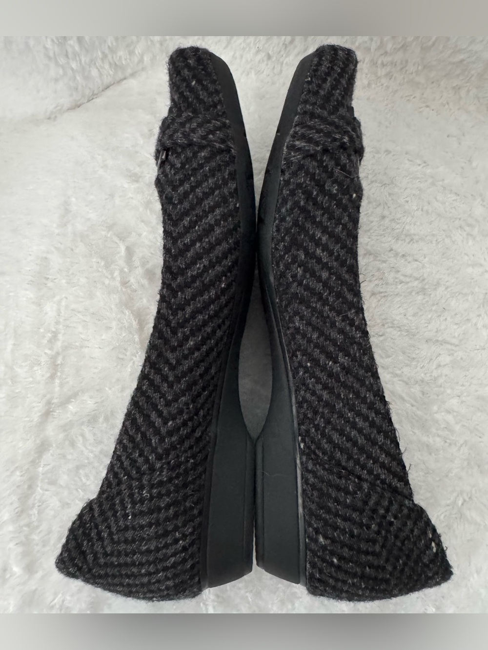 Clarks Cushion Soft black/gray herringbone tweed textile flats size 7.5M womens - Picture 10 of 12